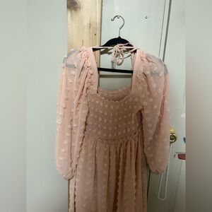 Elegant Pink Long-Sleeve Dress